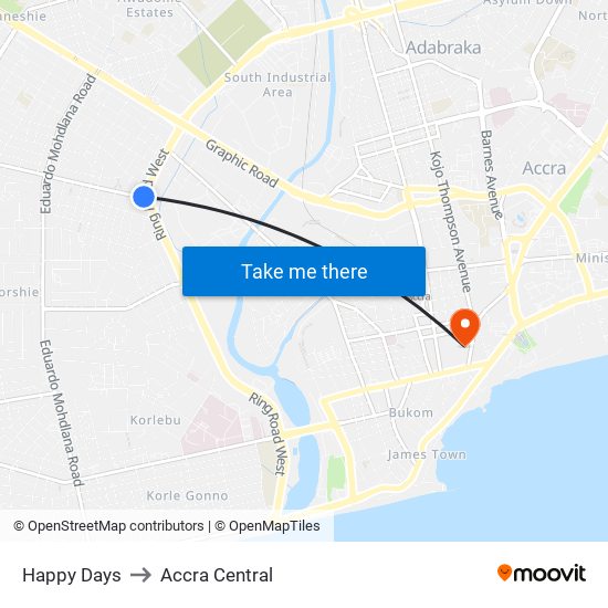 Happy Days to Accra Central map