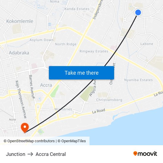 Junction to Accra Central map