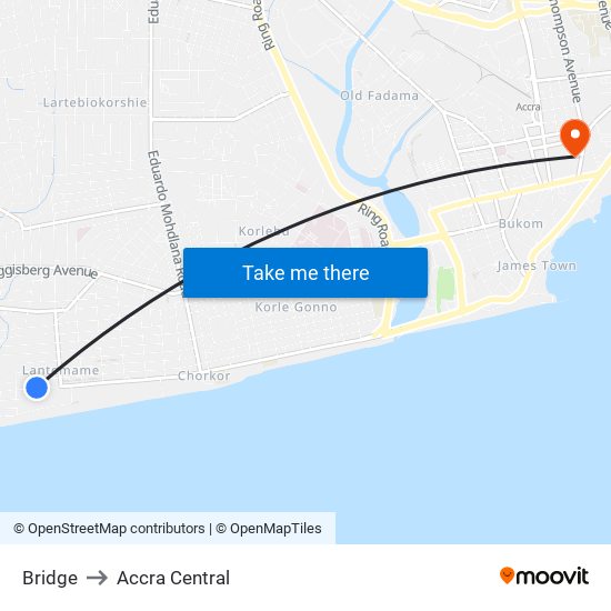 Bridge to Accra Central map
