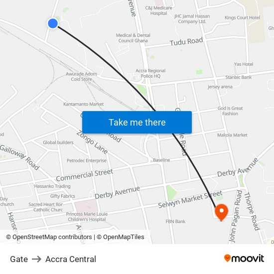 Gate to Accra Central map