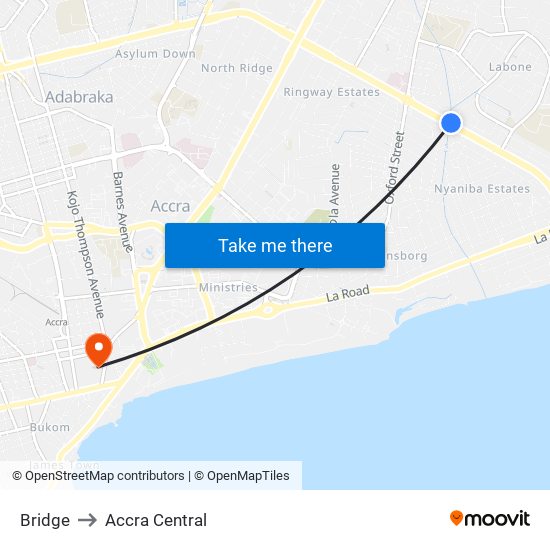 Bridge to Accra Central map