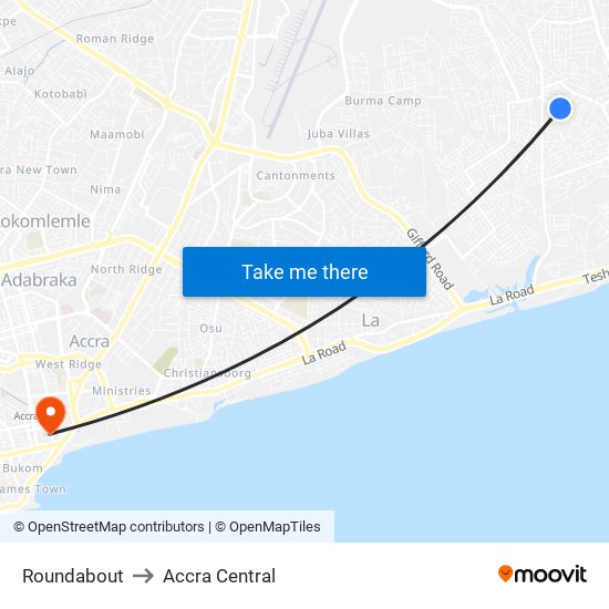 Roundabout to Accra Central map