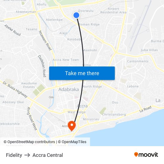 Fidelity to Accra Central map