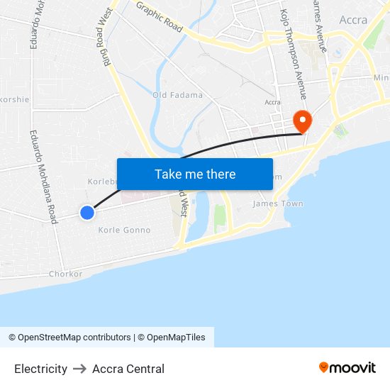 Electricity to Accra Central map