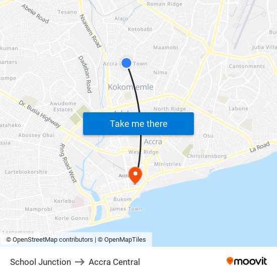 School Junction to Accra Central map