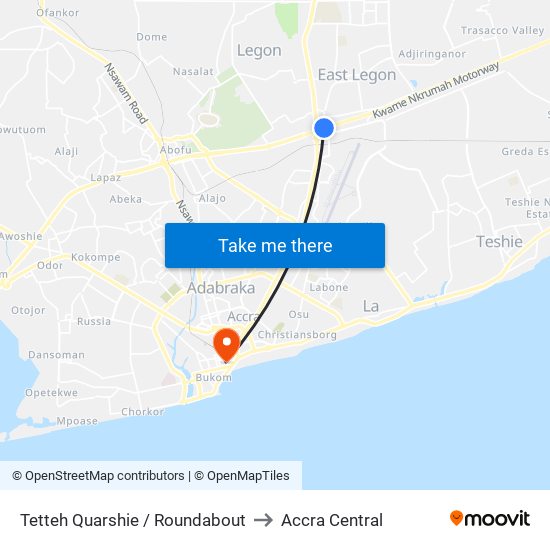 Tetteh Quarshie / Roundabout to Accra Central map