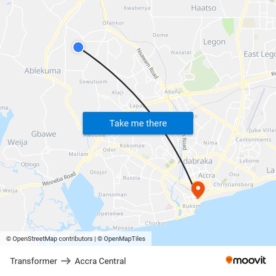 Transformer to Accra Central map