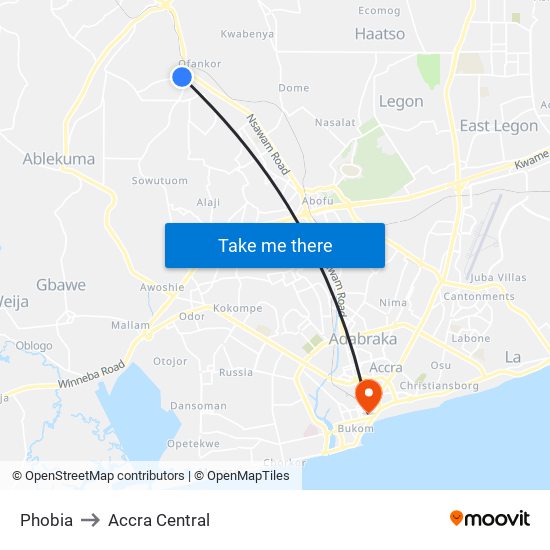 Phobia to Accra Central map