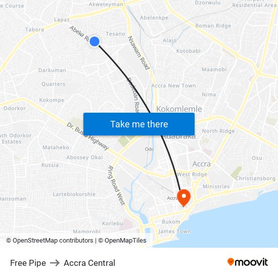 Free Pipe to Accra Central map