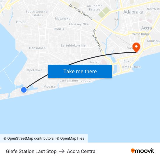 Glefe Station Last Stop to Accra Central map