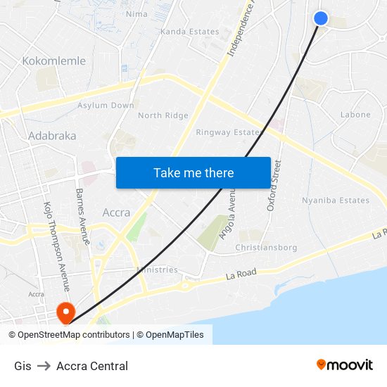 Gis to Accra Central map