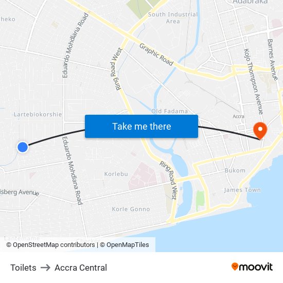 Toilets to Accra Central map