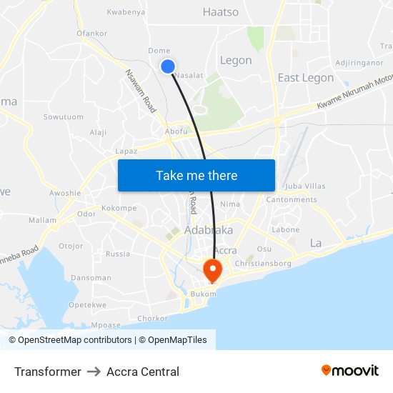 Transformer to Accra Central map