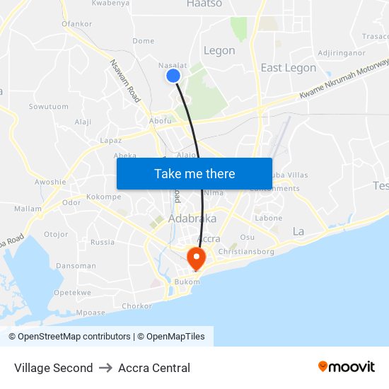 Village Second to Accra Central map