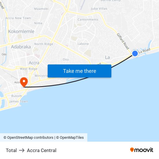 Total to Accra Central map