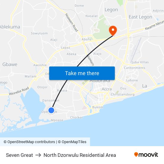 Seven Great to North Dzorwulu Residential Area map