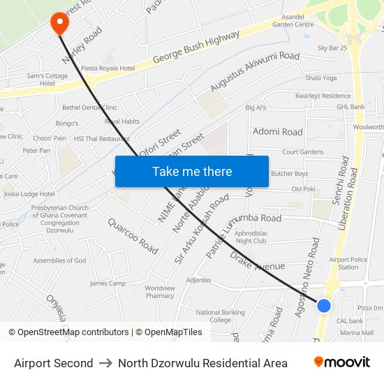 Airport Second to North Dzorwulu Residential Area map