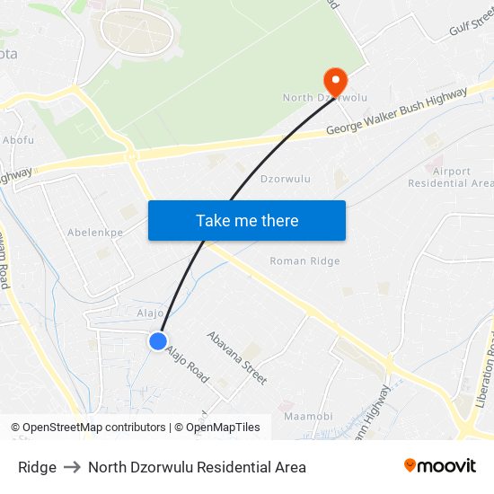 Ridge to North Dzorwulu Residential Area map