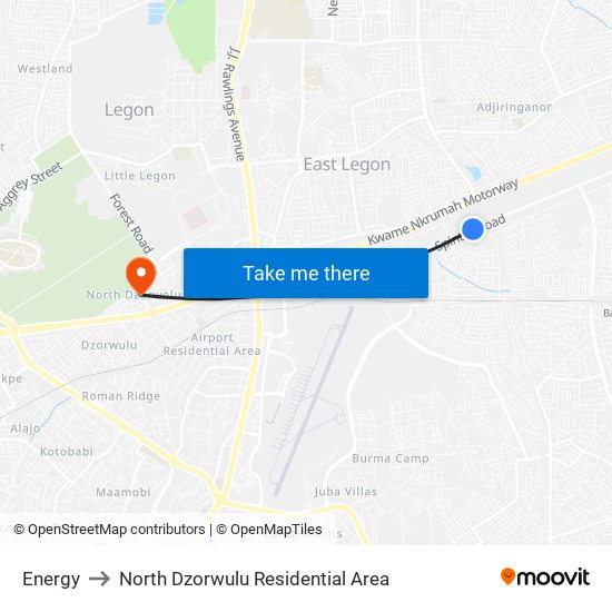 Energy to North Dzorwulu Residential Area map