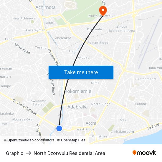 Graphic to North Dzorwulu Residential Area map
