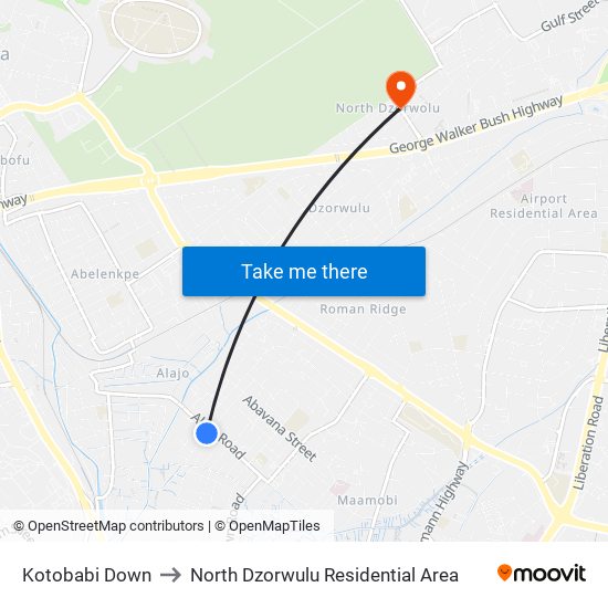 Kotobabi Down to North Dzorwulu Residential Area map
