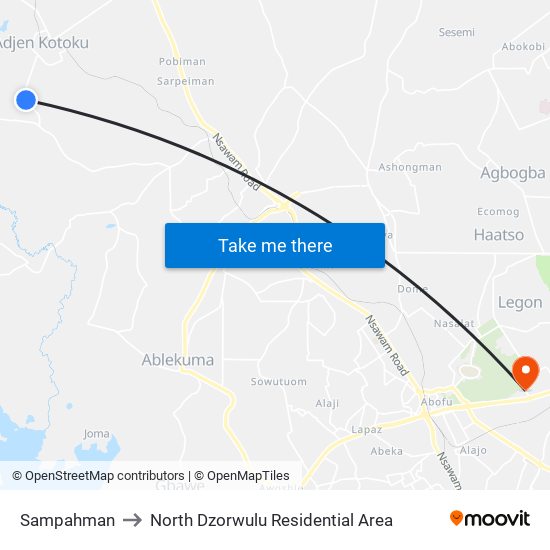 Sampahman to North Dzorwulu Residential Area map