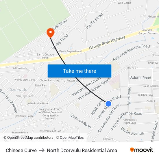 Chinese Curve to North Dzorwulu Residential Area map