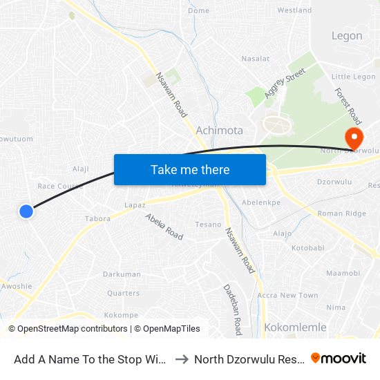 Add A Name To the Stop With Junglebus App to North Dzorwulu Residential Area map
