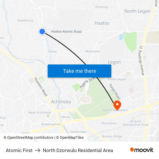 Atomic First to North Dzorwulu Residential Area map