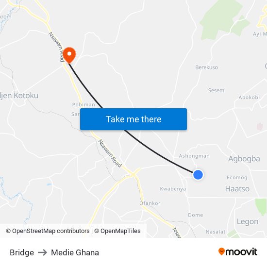 Bridge to Medie Ghana map