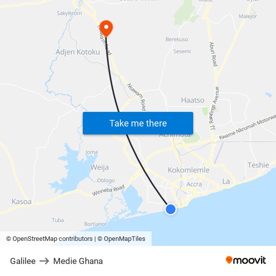 Galilee to Medie Ghana map