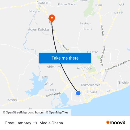 Great Lamptey to Medie Ghana map