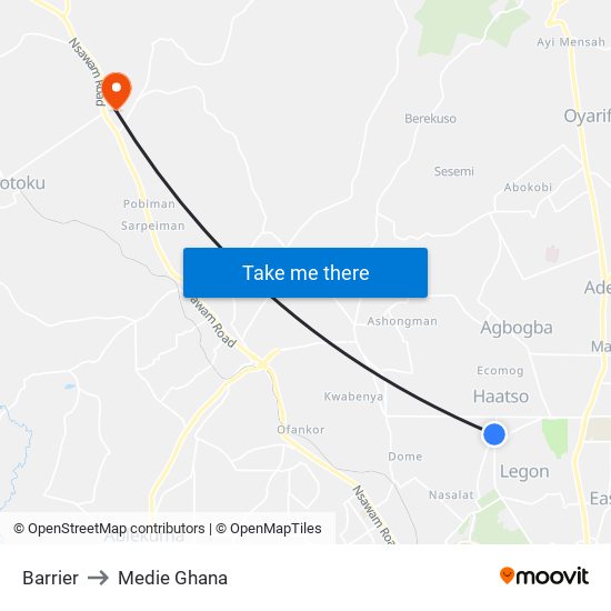Barrier to Medie Ghana map