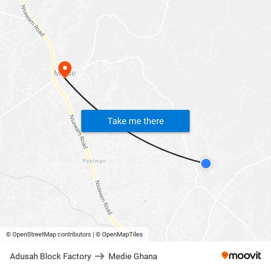 Adusah Block Factory to Medie Ghana map