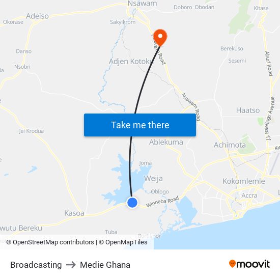 Broadcasting to Medie Ghana map