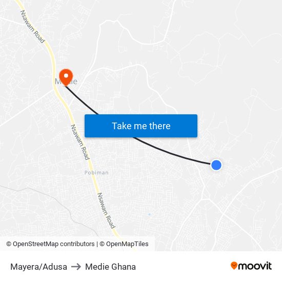 Mayera/Adusa to Medie Ghana map