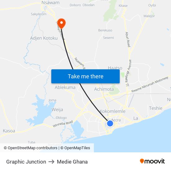 Graphic Junction to Medie Ghana map