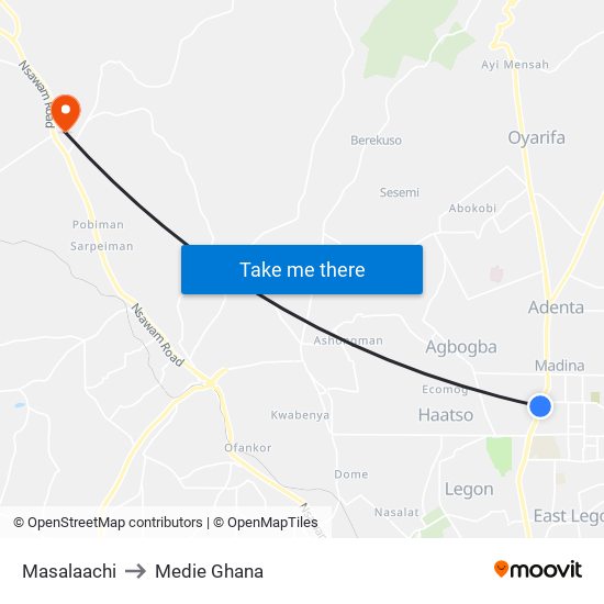 Masalaachi to Medie Ghana map
