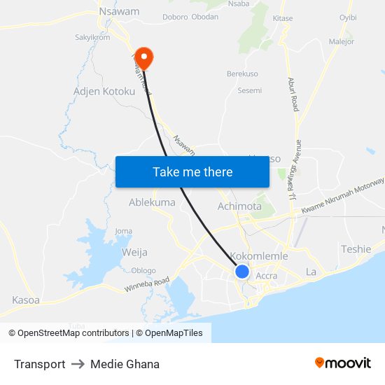 Transport to Medie Ghana map