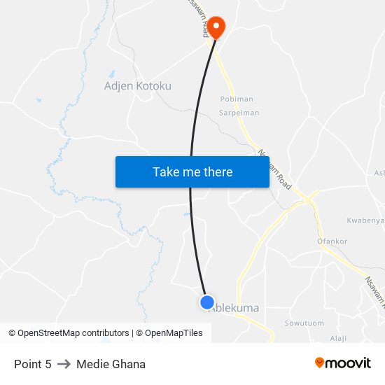 Point 5 to Medie Ghana map