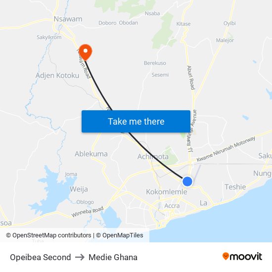 Opeibea Second to Medie Ghana map