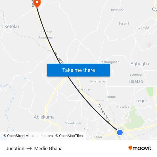 Junction to Medie Ghana map