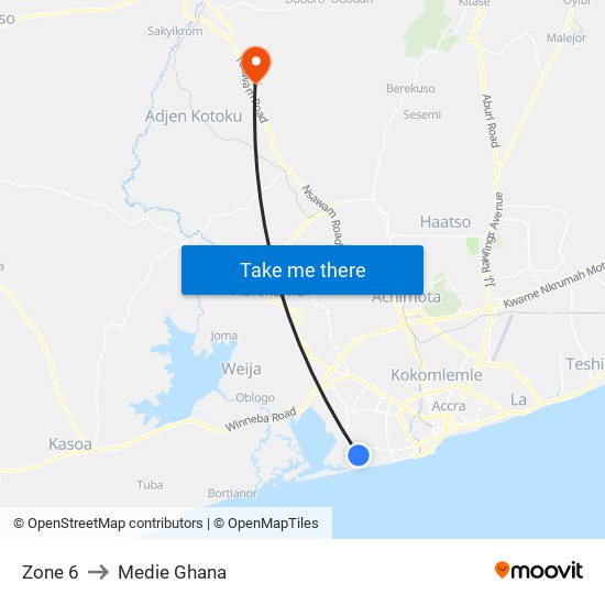 Zone 6 to Medie Ghana map