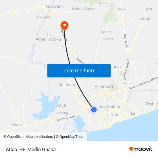 Atico to Medie Ghana map