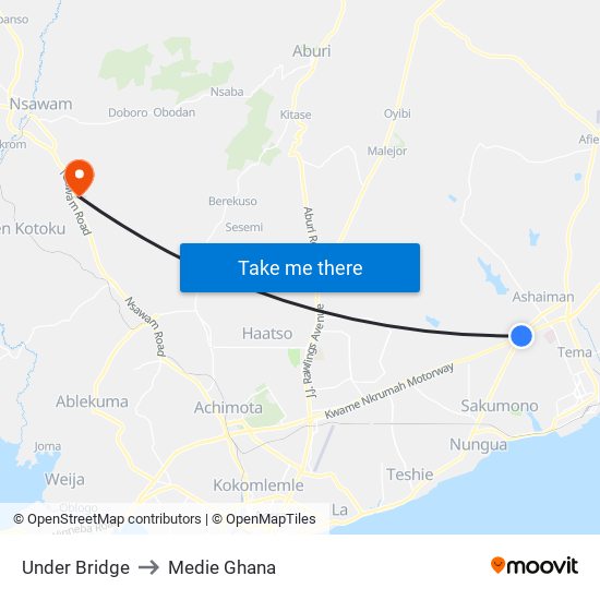 Under Bridge to Medie Ghana map