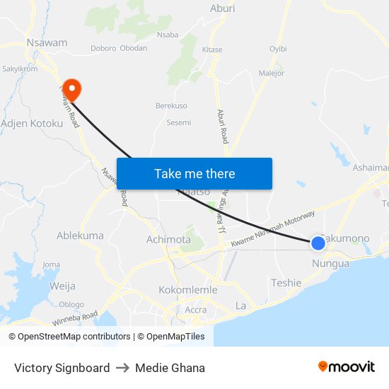Victory Signboard to Medie Ghana map