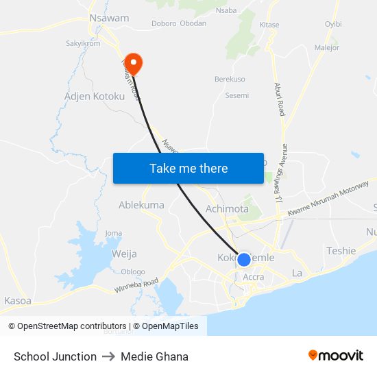 School Junction to Medie Ghana map