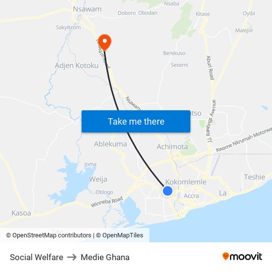 Social Welfare to Medie Ghana map