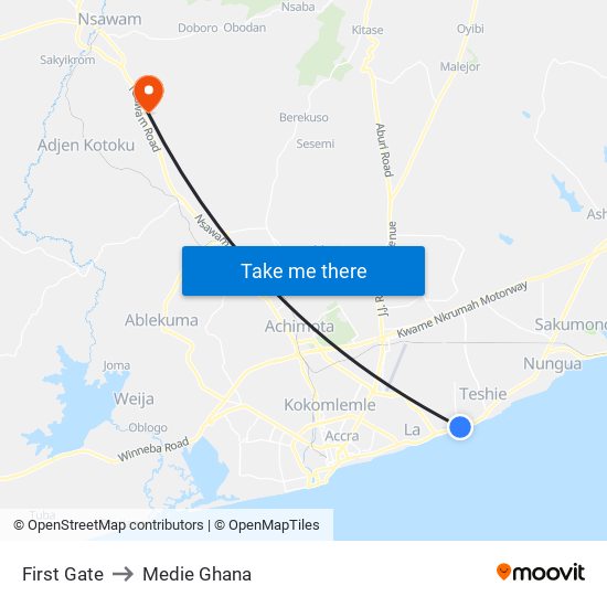 First Gate to Medie Ghana map