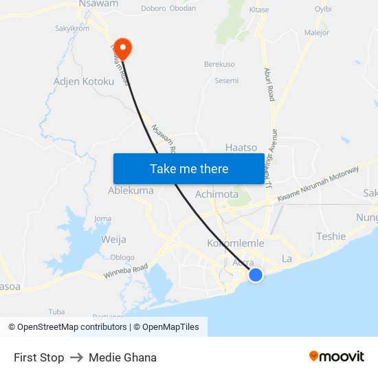 First Stop to Medie Ghana map